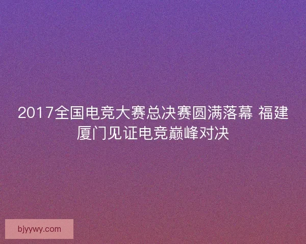 2017全国电竞大赛总决赛圆满落幕 福建厦门见证电竞巅峰对决