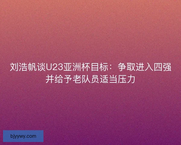 刘浩帆谈U23亚洲杯目标:争取进入四强并给予老队员适当压力 刘浩帆谈U23亚洲杯目标:争取进入四强并给予老队员适当压力