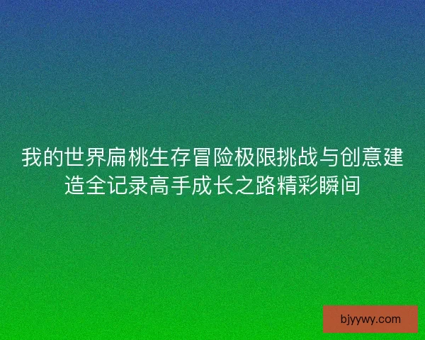 我的世界扁桃生存冒险极限挑战与创意建造全记录高手成长之路精彩瞬间