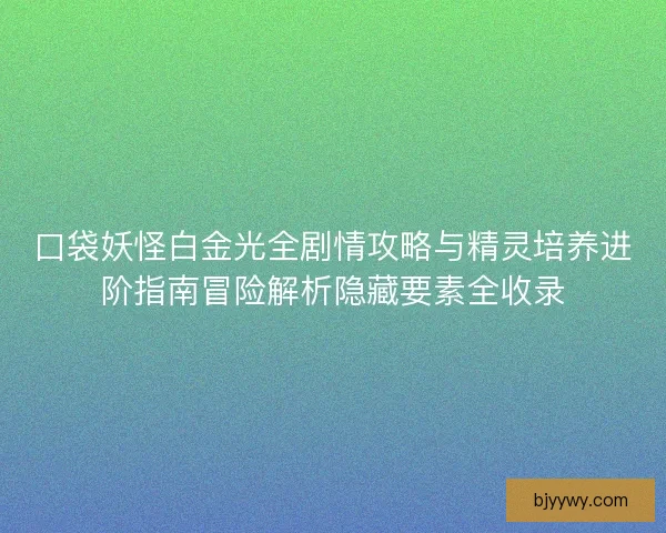 口袋妖怪白金光全剧情攻略与精灵培养进阶指南冒险解析隐藏要素全收录